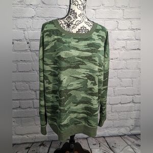 Splendid women's long sleeve stretch knit sweat shirt size xxl camo print bb13